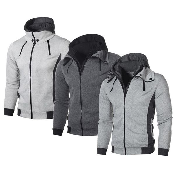 

men's jackets 2021 zipper men autumn winter casual fleece coats bomber jacket scarf collar fashion hooded male outwear slim fit hoody, Black;brown