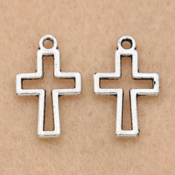 100 adet Tibet Gümüş Kaplama Çapraz Charms Kolye Takı Yapımı DIY Bulgular El Yapımı 17x13mm