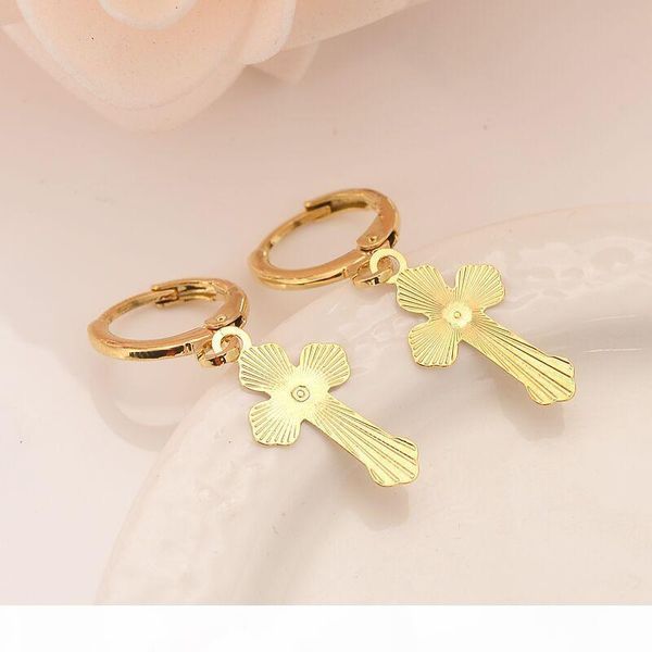 

широкий качество 9ct золото gf sleeper хооп мотаться серьги с креста серьги новая религия христианство, Silver