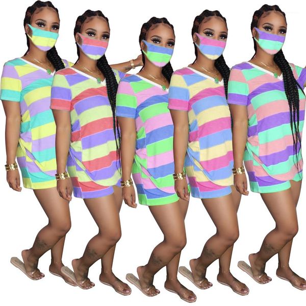 

stripe fashion casual sports suit womens designer tracksuits european and american female clothing tie dye printed colorful, Gray