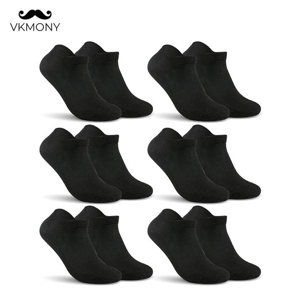 

men's socks cotton man solid no show men large size brand 6pairs/lot (eu 39-46) (us 7.0-12.0) vkmony, Black