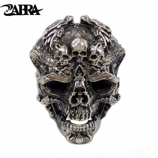 

забры real 925 стерлингового серебра кольца черепа мужчины регулируемое dragon ring punk rock многие скелеты mens gothic хэллоуин ювелирные, Silver