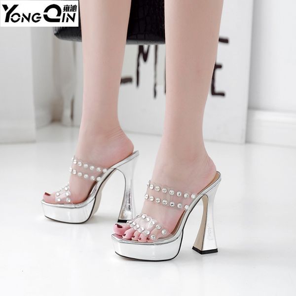 

sandals summer shiny high heels fashion peep toe ladies pumps shoes, Black