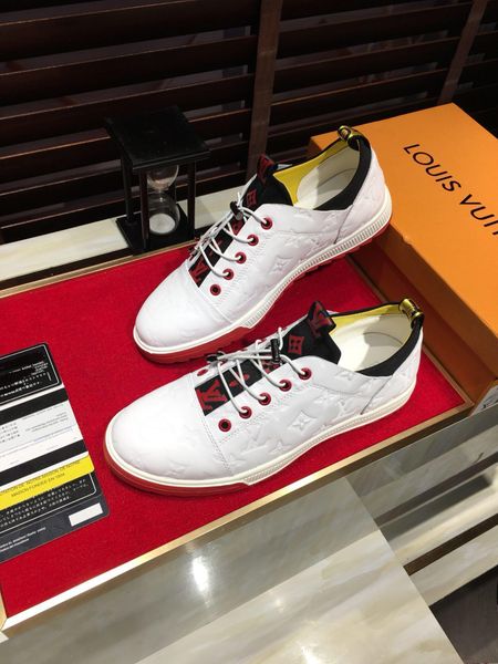 

2020h limited edition letter leather print men's daily lace up casual shoes, high-end fashionable wild outdoor sneakers, size: 38-45, Black