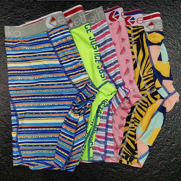 

2020 random color mens designer ethika boxer underwear shorts mens male underwear men boxer underpants comfortable breathable cuecas boxer, Black;white