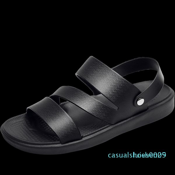 

uyoyu new fashion summer leisure beach men shoes leather sandals the big yards men sandals size 38-48 c09 l25, Black
