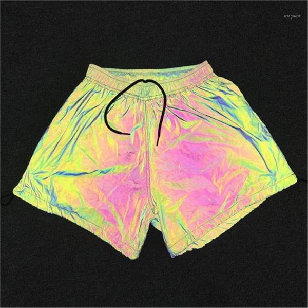 

эластичный пояс свободные шорты streetwear женщины летняя одежда женщины плюс размер светоотражающие шорты повседневная многофункциональност, White;black