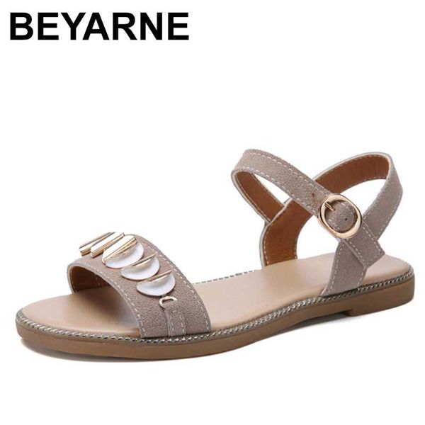 

sandals beyarne 2021 women flat shoes summer suede leather comfortable ladies for beach woma, Black