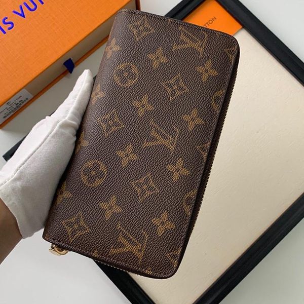 

fashion designer zipper wallet men phone money coin pocket wallet purses card holder handbag men leather long wallets with origin box