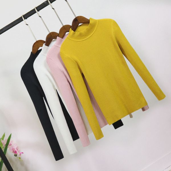 

2020 woman sweaters clothing turtleneck casual sweater women clothes new arrival solid slim-fit female sweaters long sleeve, White;black