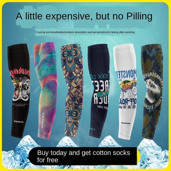 

ice sun bicycle and gloves protection arm guard sun protection ice silk sleeve sleeve arm women's summer gloves men's cycling, Black