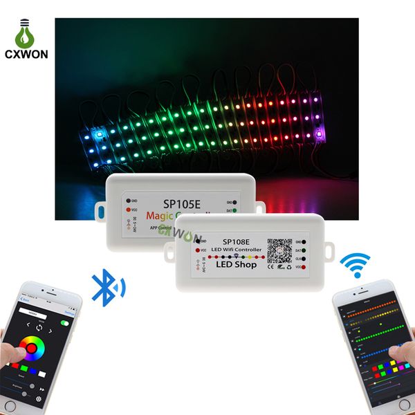 LED-Streifenlicht-Controller SP105E SP108E Wifi Musik Bluetooth 4.0 Unterstützung IOS / Android APP WS2811 2812 2801 6803 IC Pixel Controll