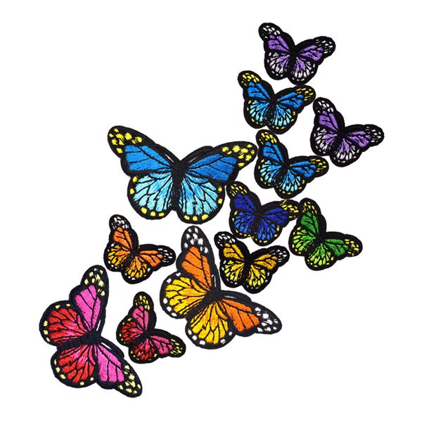 10 pcs bordos bordados borboleta borboleta de tamanho para meninas camisola engomar em transferência bordados patches para roupas costurar acessórios