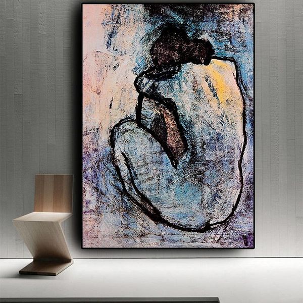 

Maison Rouge Blue Nude by Pablo Picasso Oil Painting Wall Art Pictures Painting Wall Art for Living Room Home Decor (No Frame)