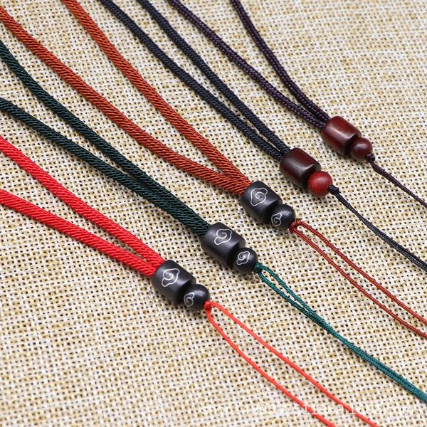 

obsidian jade lanyard miran line sandalwood inlaid silver wire hand woven necklace rope stone pendant obsidian stone pendant