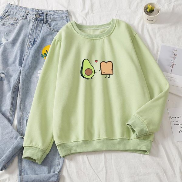 

women's hoodies & sweatshirts avocado vegan bread kawaii harajuku cute cartoon women streetwear oversize, Black