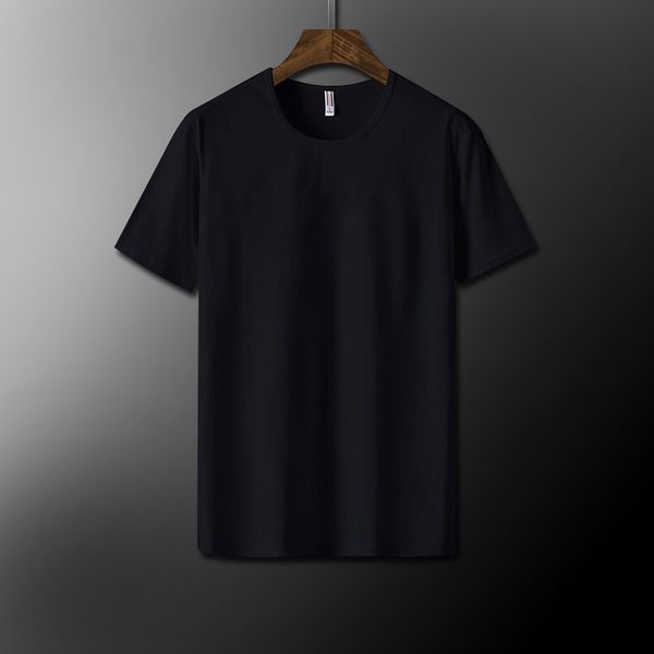 

men's short sleeve cotton t-shirt summer thin t-shirt pure white male lycra cotton short sleeve ice silk me, White;black