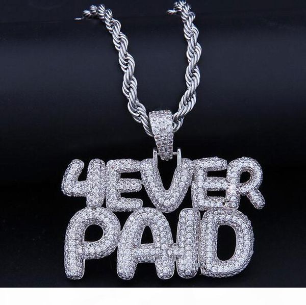 

iced out cz bling 4everpaid pendant necklace mens micro pave cubic zirconia simulated diamonds necklace foreverpaid, Silver