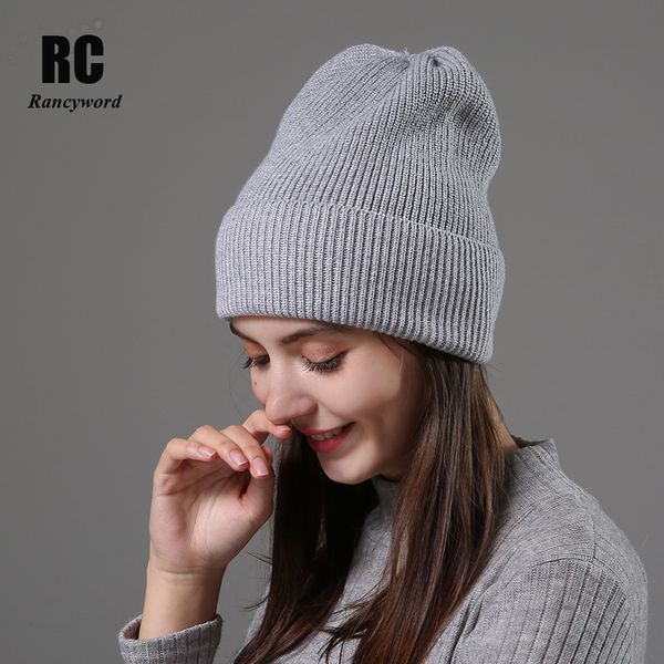 

rancyword] winter hats for women wool knitted angora hat beanies female warm fur skullies beanie for girl 2020 rc2078, Blue;gray
