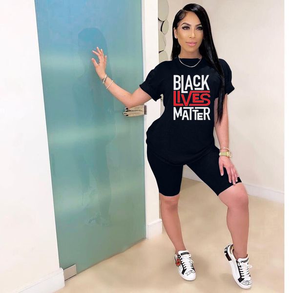 

Black Lives Matter Womens Summer Clothing Sets Fashion Letter Prtined Tshirts + Tops 2020 Trend Clothing Suits Women Casual Clothing