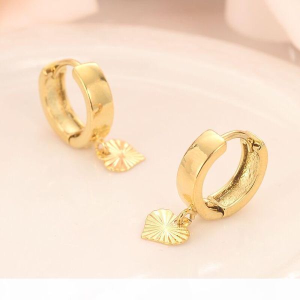 

u 18 k solid gold gf heart drop earrings women girl ,love trendy fashion jewelry for europe eastern kids children gift, Silver