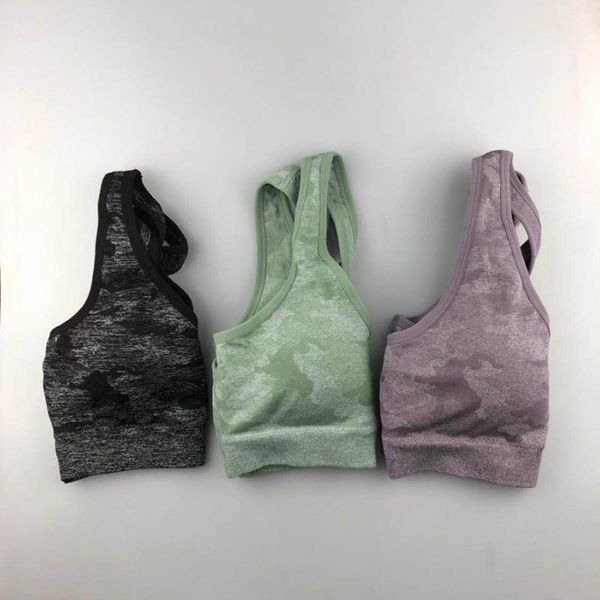

comfy wide stripes cross back sports bra women seamless camo yoga bra high impact sport fitness shockproof running, White;black