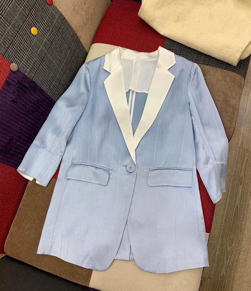 

2020 new ladies fashion long sleeve lapel colorblock coat 0709, Black;brown