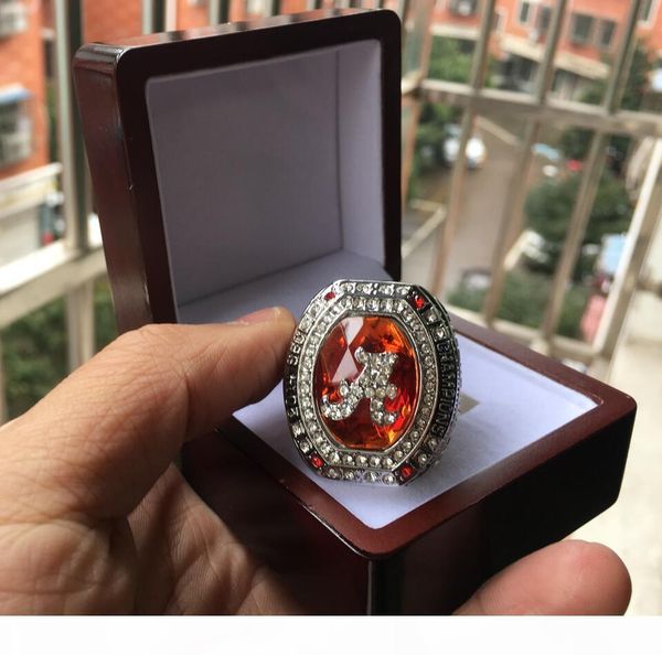 

g alabama 2014 roll tide national college football championship ring souvenir men fan gift 2019 wholesale drop shipping, Golden;silver