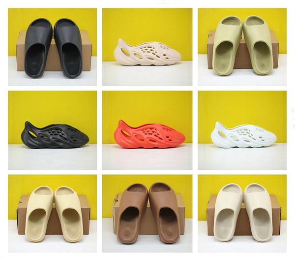 

sale kanye west slipper men women slide bone earth brown desert sand slide resin sandals foam runner size 36-45, White;red