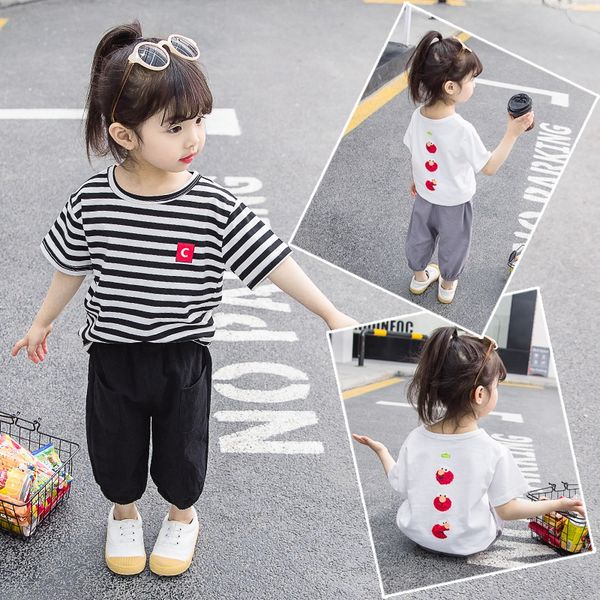 

qaqjw baby summer clothes girls short-sleeved 2019 new suit clothing children's children's summer western style clothes two-piece