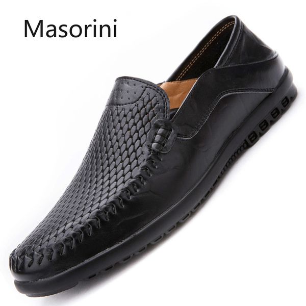 

breathable 2020 new trend leather men casual shoes luxury mens loafers moccasins slip-on business driving shoes size 38-44, Black