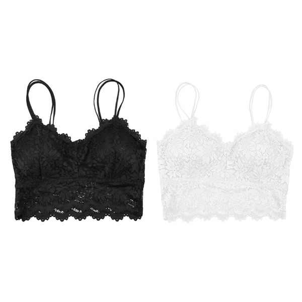 

2pcs women's lace v neck removable padded bralette push up lace bra tank top, Red;black