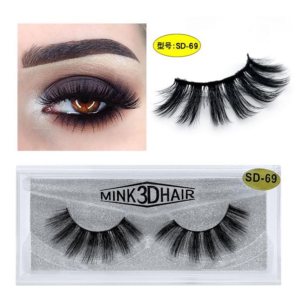 

sd series single pair of 3d mink hair false eyelashes mink thick multi-layer manual sharpening eyelash extension lash boxes wholesale lot