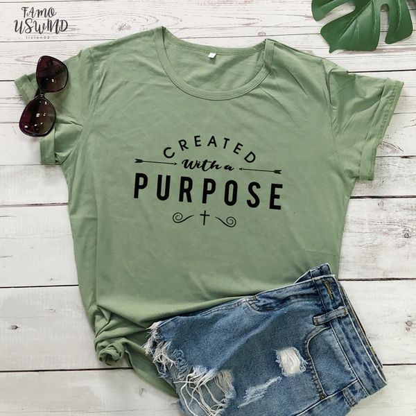 

created letter with a purpose cross printed t shirt vintage o neck christian religion tshirt women graphic tee drop shipping, White