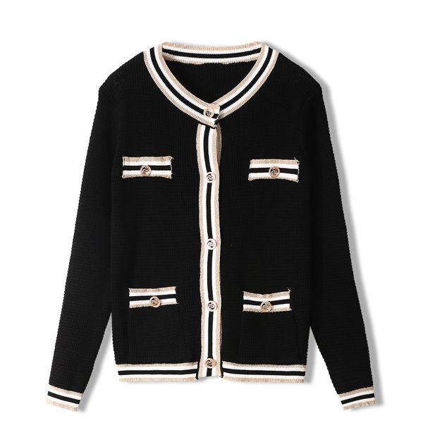 

710 2020 brand same style regular crew neck long sleeve kint sweater black white sweater qian