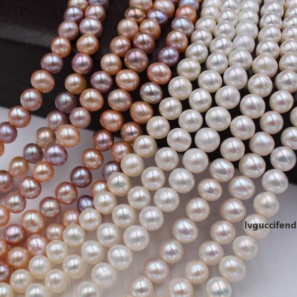 

8mm/50pcs natural white pink purple freshwater pearl beads for diy bracelet necklace jewelry finding t200507