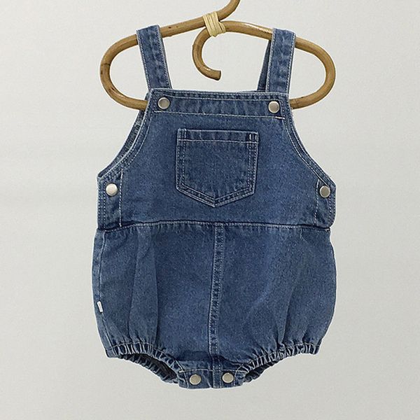 

baby clothing infant girls bodysuits sleeveless boys jumpsuits pocket baby one piece, Blue