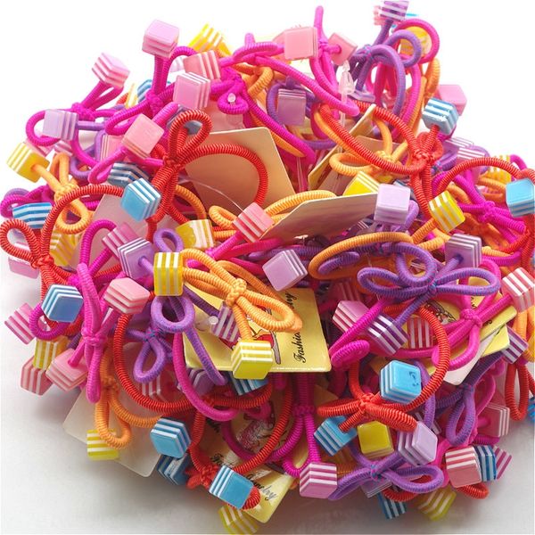 

100-piece children's butterfly cartoon accessories candy color butterfly hair band children's hair rubber band head rope x002, Slivery;white