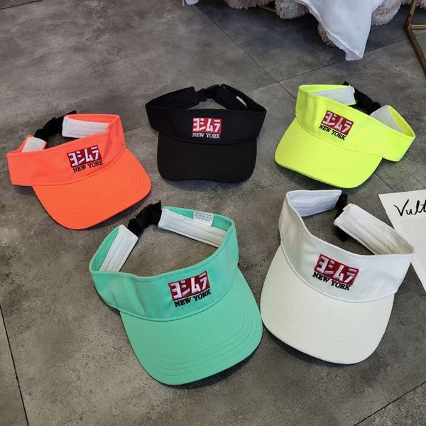 

student children's summer beach embroidery sun couple outdoor sun hat korean letter embroidery empty hat male, Blue;gray