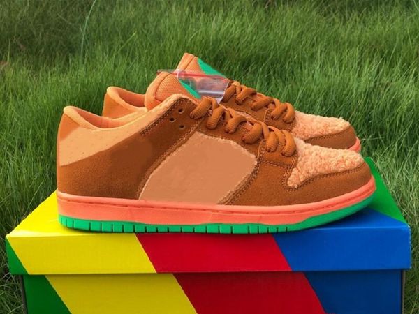 

limited edition low orange bear athletic shoes bright ceramic green spark fashion sport sneakers ship with box, White;red