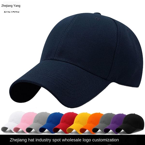 

zhejiang baseball yang hat industry solid color baseball cap cap adjustable hat, Blue;gray