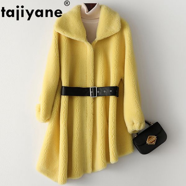

autumn winter coat women clothes 2020 real fur coat wool jacket korean vintage sheep shearling women suede lining zt3755, Black