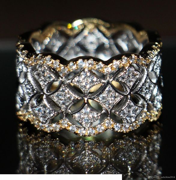 

220pcs крошечный белый топаз роскошные ювелирные изделия горячие 925 silver rose позолоченный имитация алмазный бриллиантовые обручальные ко, Slivery;golden