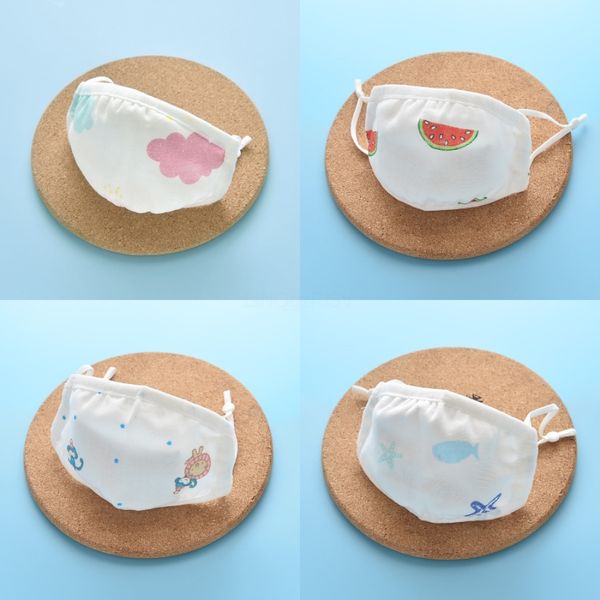 

designer printed child face mask random print kid mouth mask dustproof househould protective ice silk cotton field pink civilian protecti #9, Black