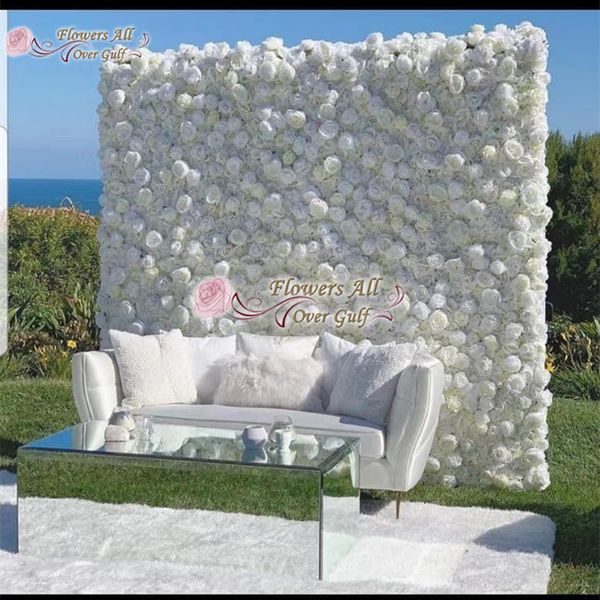 Künstliche Hochzeitsblumenwand und gefälschter Blumenläufer verwenden Rose für Hochzeitshintergrunddekoration