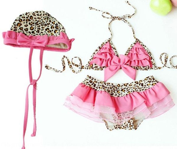 

children's girls bikini ' bikini leopard print 3-piece swimsuit korean swimsuit new women's clothing, Black