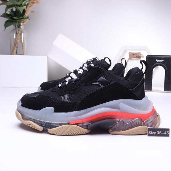 

2020 paris triple-s 17fw кристалл нижний грин роскошные обувь для папы обувь платформа triple s для мужской женщины винтаж kanye старый деду, Black