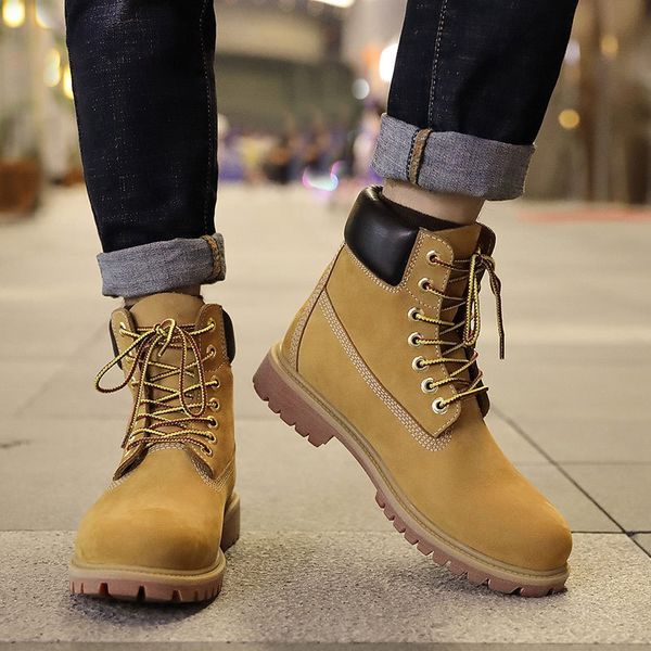

couples head layer cowhide rhubarb outdoor desert boots boots men's shoes waterproof male 47 big yards, Black