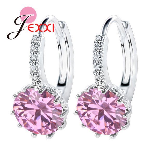 

colorful 2020 genuine 925 sterling silver jewelry cubic zirconia cz lever back earring women part accessory, Golden;silver