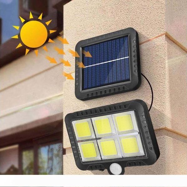 

brelong 1 pcs solar cob wall light split body sensor 120leds courtyard home outdoor garden villa